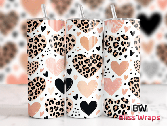 Leopard Hearts Valentine's Tumbler Wrap