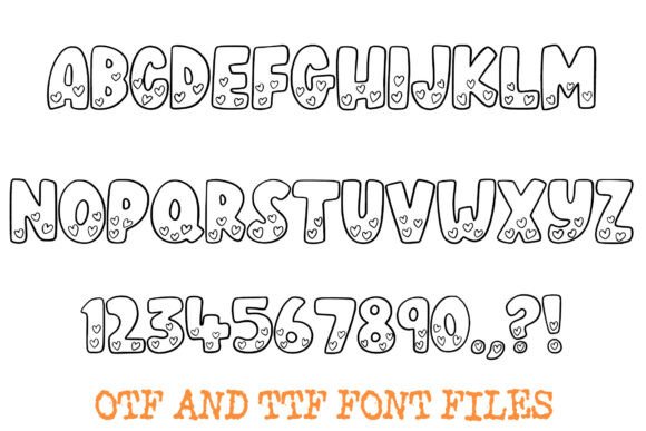Love Heart Doodle Font PNG with transparent background - Preview 1