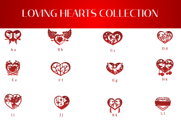 Loving Hearts Collection Font PNG with transparent background - Preview 1