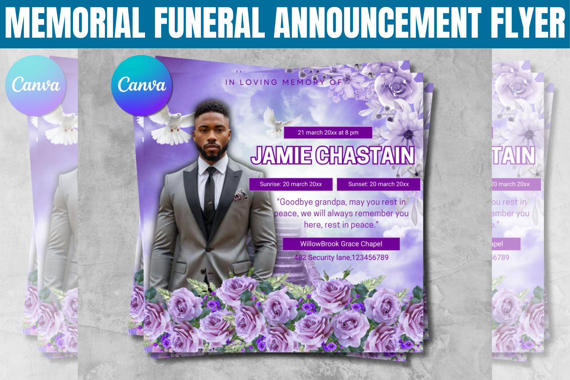 Memorial Funeral Announcement Flyer