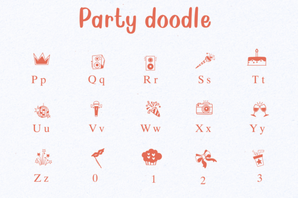 Party Doodle Font PNG with transparent background - Preview 1