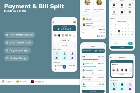 Payment & Bill Split Mobile App UI Kit