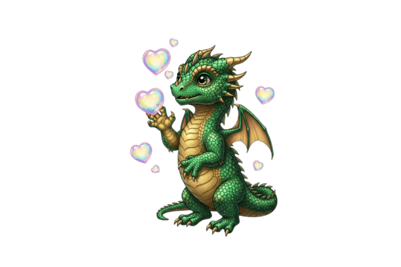 Playful Dragon with Hearts