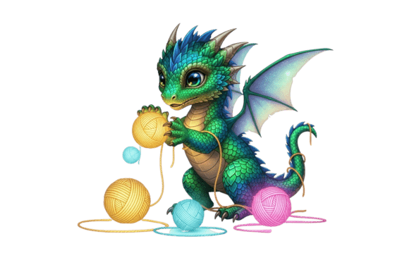 Playful Dragon with Yarn