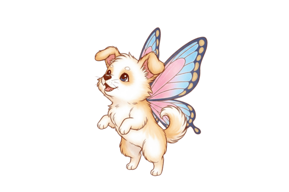 Playful Puppy with Butterfly Wings