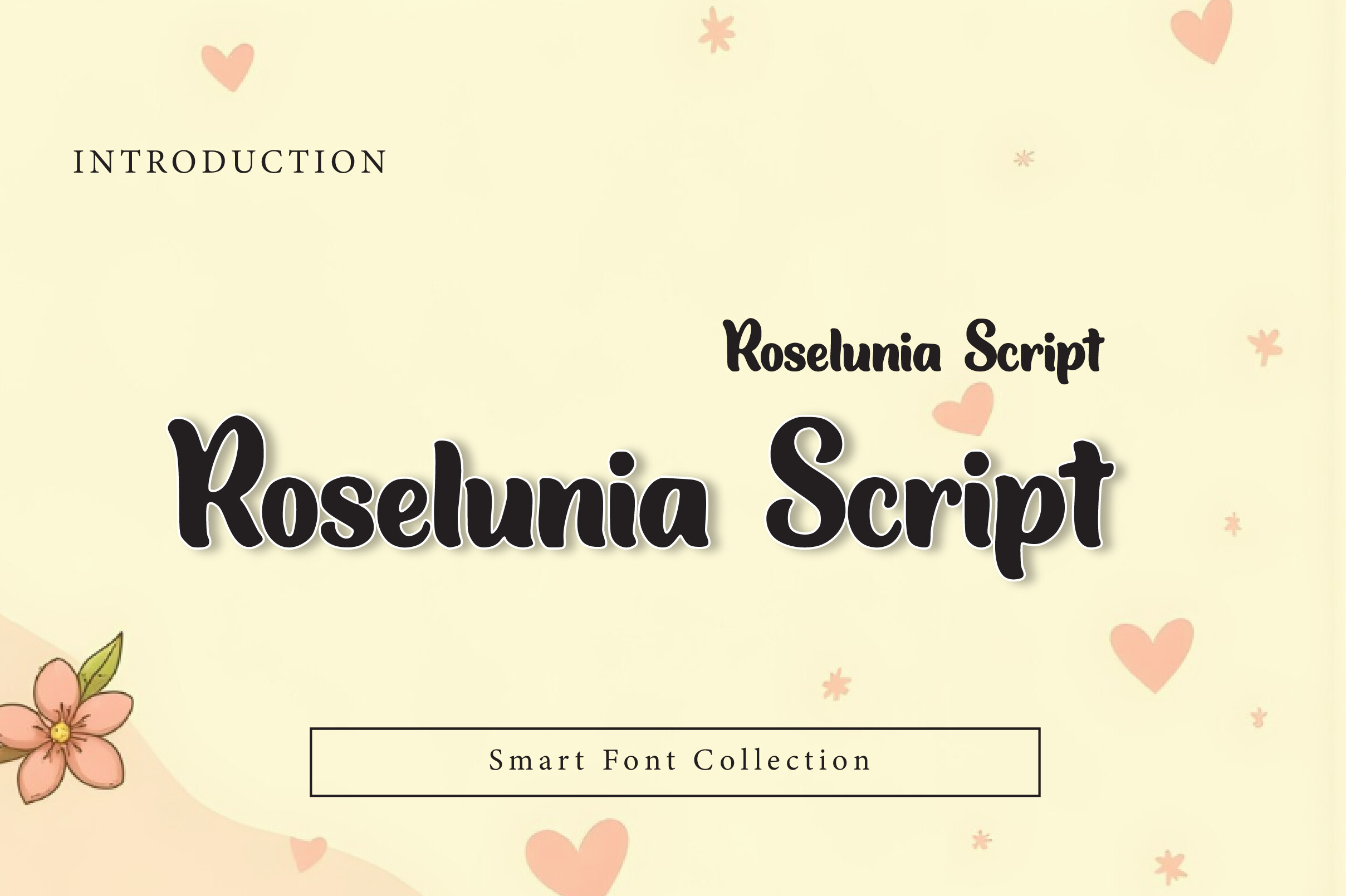 Roselunia Script font preview in a script style