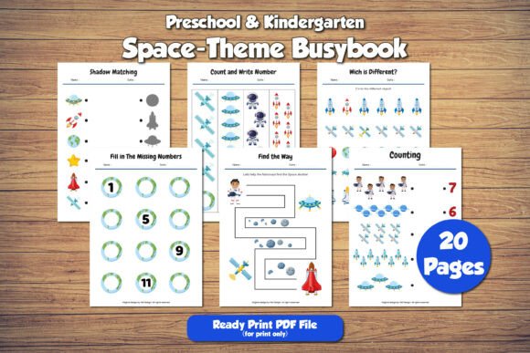 Space Theme Preschool Worksheet