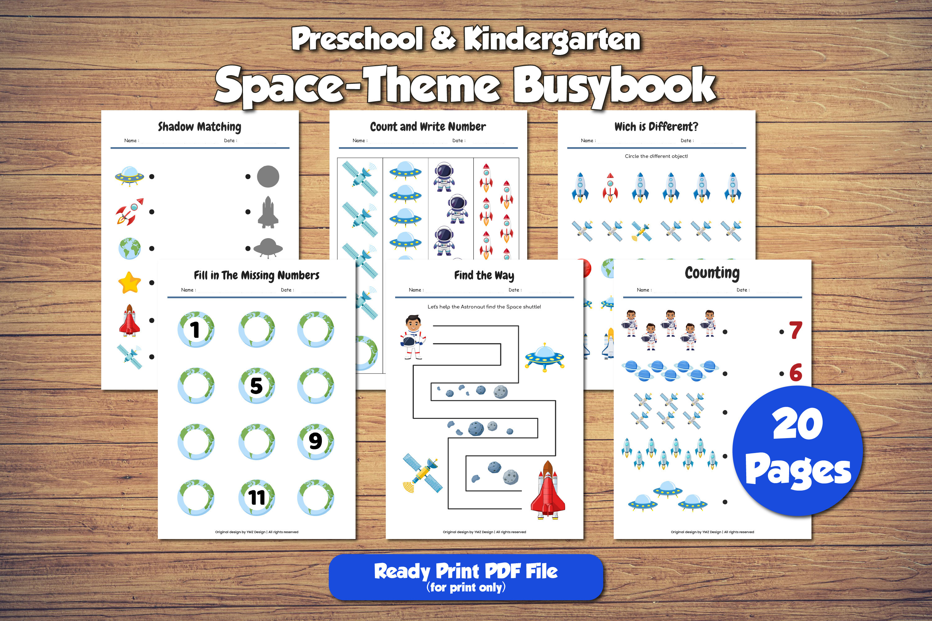 Space Theme Preschool Worksheet