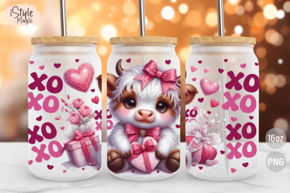 Valentine Highland Cow Oz Glass Wrap Graphics
