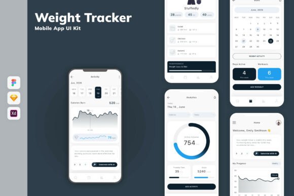 Weight Tracker Mobile App UI Kit