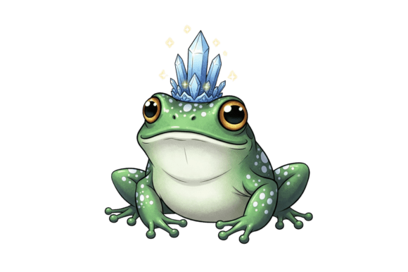 Whimsical Frog with Crystal Crown