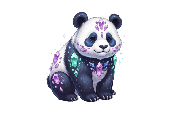 Whimsical Panda with Cosmic Patterns