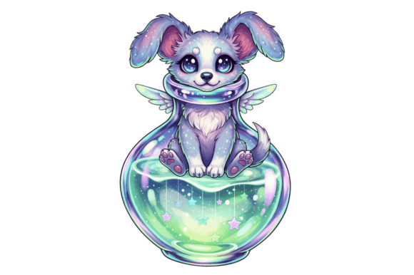 Whimsical Puppy in Glowing Orb