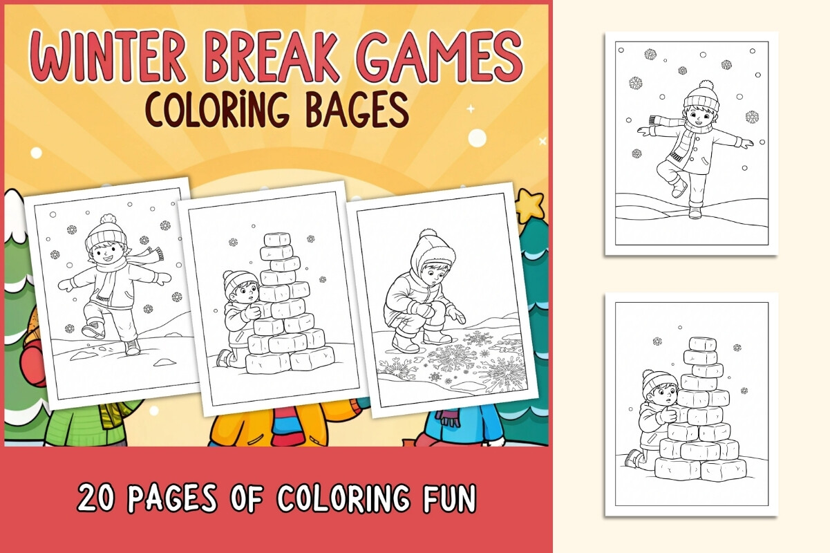 Winter Break Games Coloring Pages