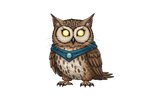 Wise Owl with Blue Scarf