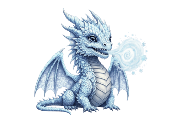 Young Blue Dragon Breathing Ice
