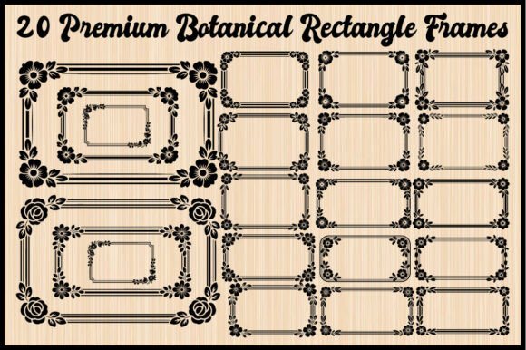 20 Premium Botanical Rectangle Frames