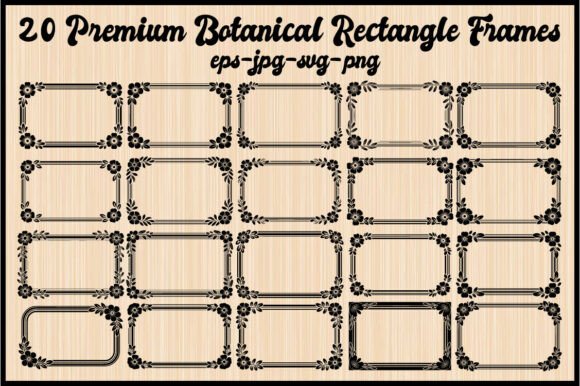 20 Premium Botanical Rectangle Frames