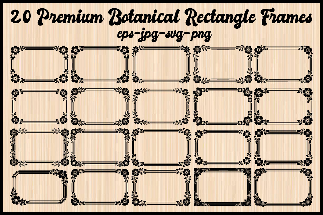 20 Premium Botanical Rectangle Frames