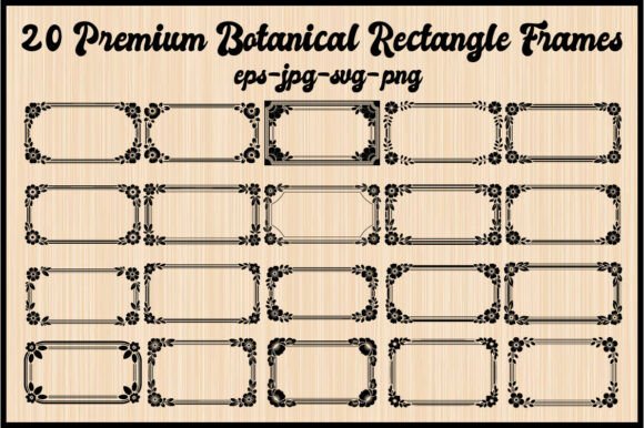 20 Premium Botanical Rectangle Frames
