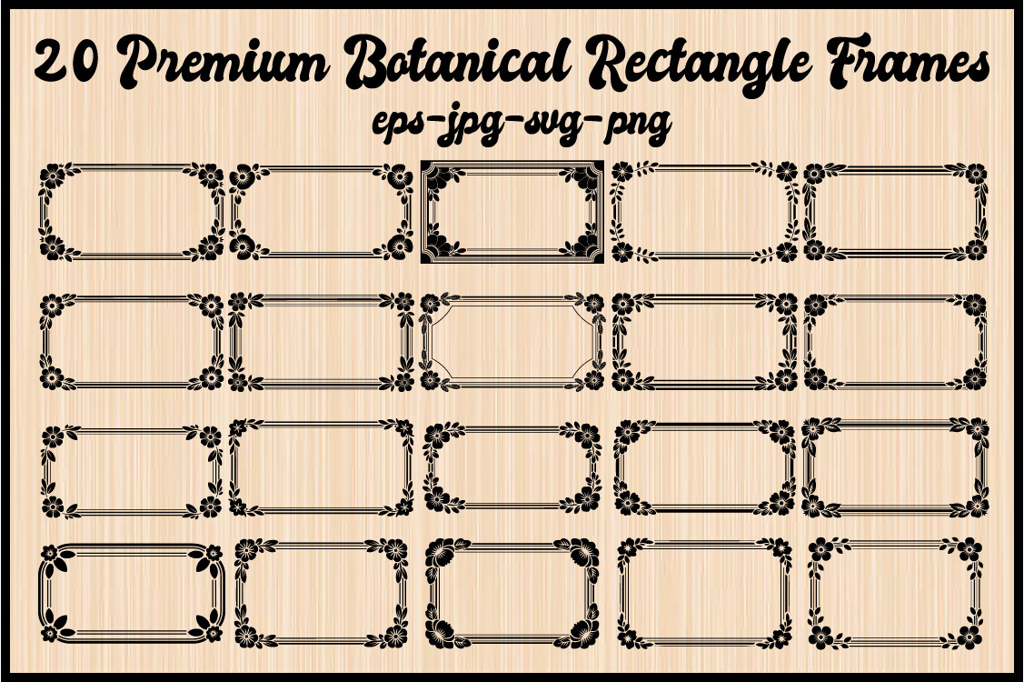 20 Premium Botanical Rectangle Frames