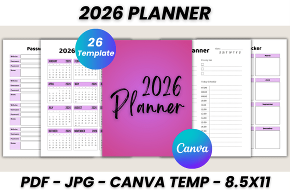 2026 Planner Canva Template Graphic Planners & Schedules By DIGITAL PRINT BOX