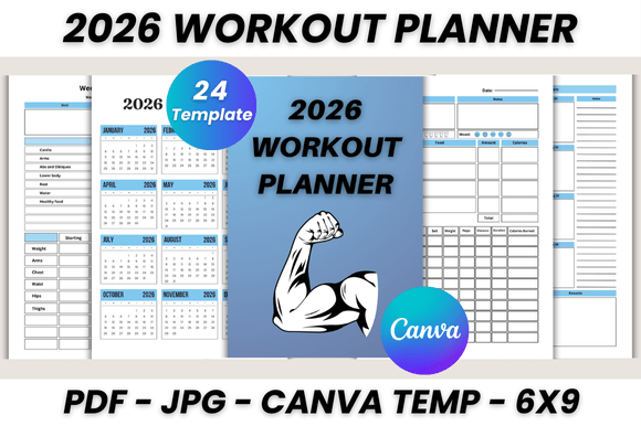 2026 Workout Planner Canva Template