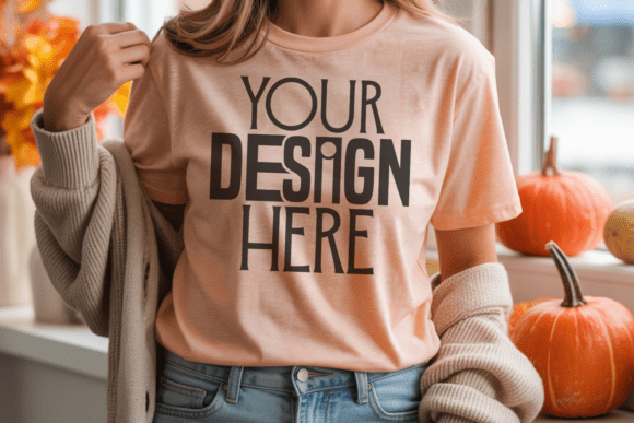 Bella Canvas 3001 Heather Peach Shirt Mo