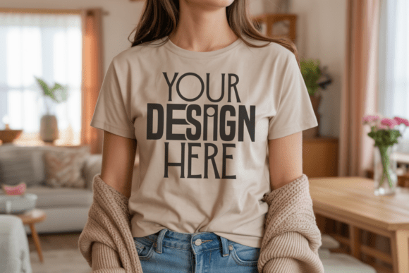 Bella Canvas 3001 Natural T-Shirt Mockup