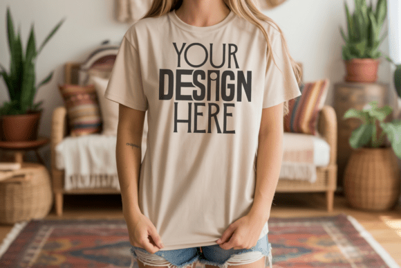 Bella Canvas 3001 Natural T-Shirt Mockup