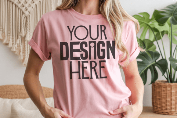 Bella Canvas 3001 Pink T-Shirt Mockup