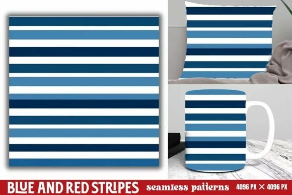 Blue and Red Stripes Seamless Pattern