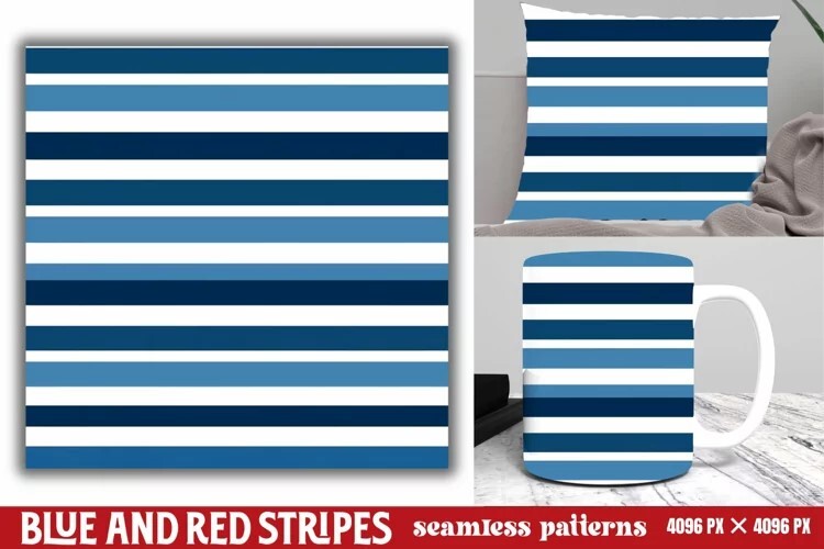 Blue and Red Stripes Seamless Pattern