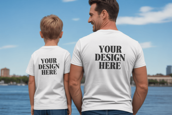 Daddy and Me Father's Day T-Shirt Mockup Graphic Product Mockups By Best POD Mockup