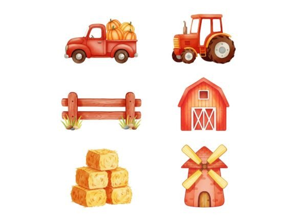 Farm Watercolor Clipart Set