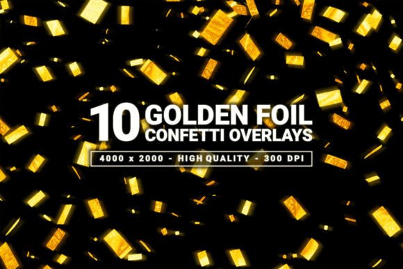 Golden Foil Confetti Overlays