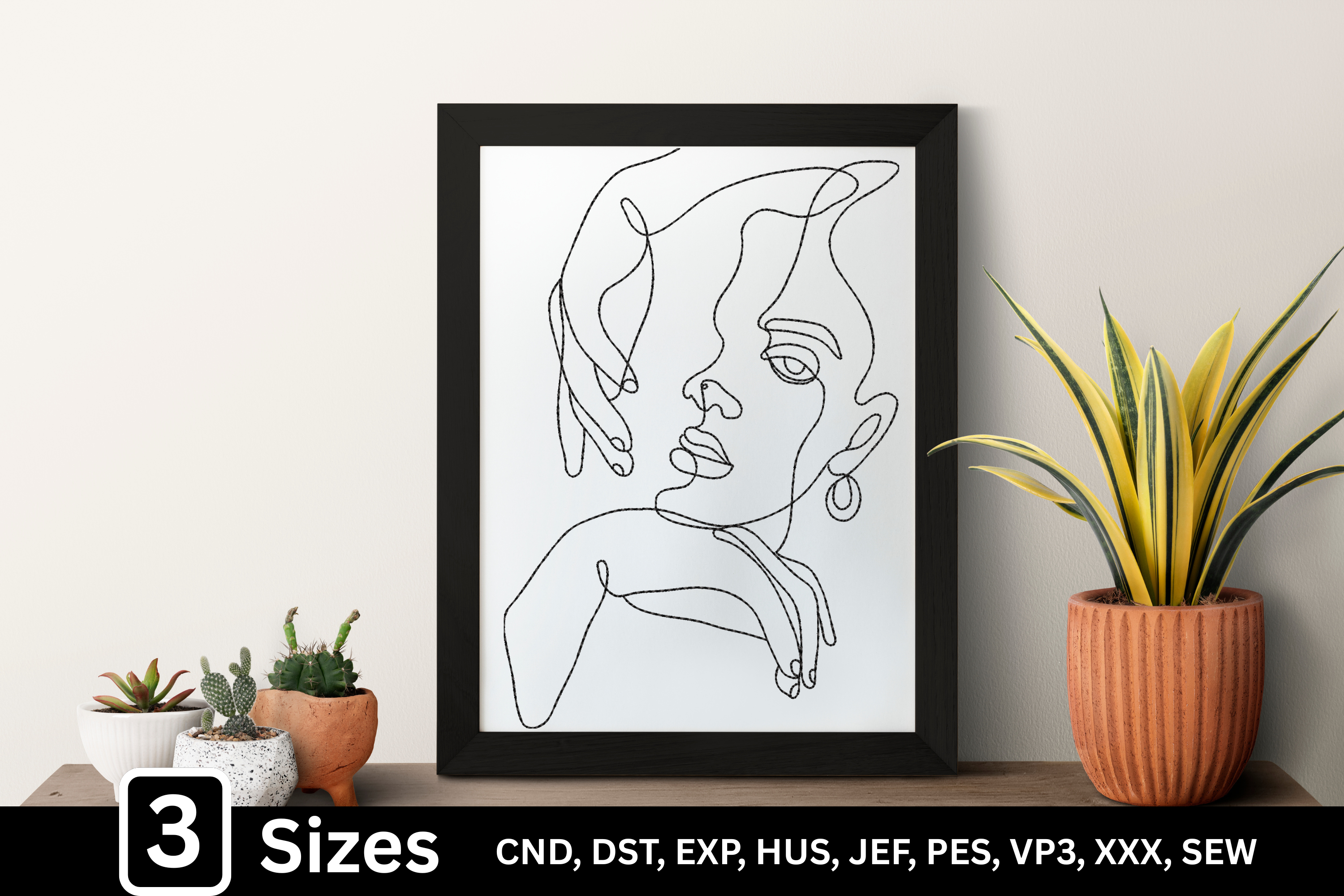 Line Art Abstract Boho Woman
