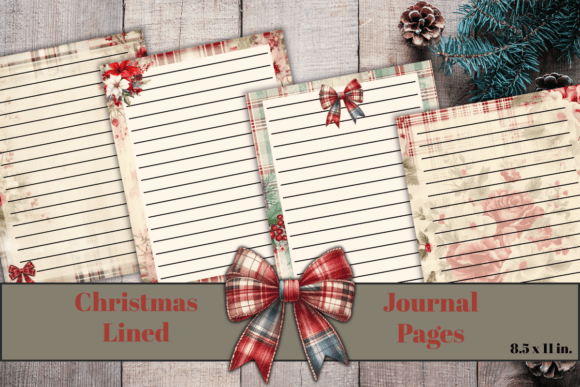 Lined Christmas Junk Journal Pages,