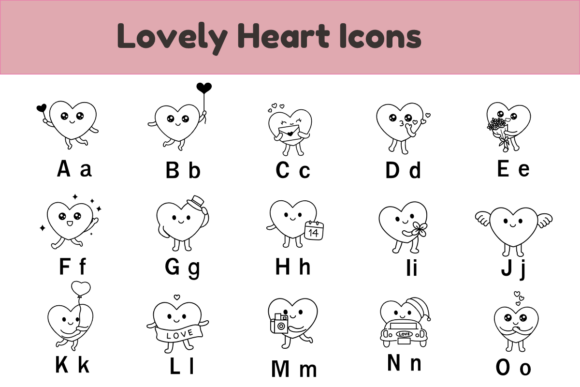 Lovely Heart Icons Font PNG with transparent background - Preview 6