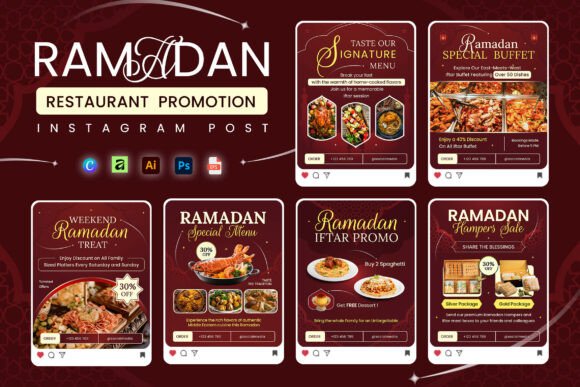 Lux Red Ramadan Restaurant Ig Post Graphics
