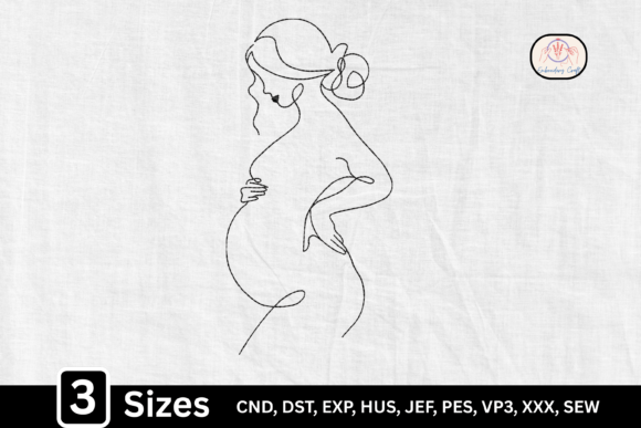 Minimalist Boho Line Art Pregnant Woman
