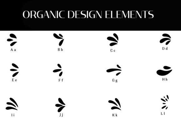 Organic Design Elements Font PNG with transparent background - Preview 1