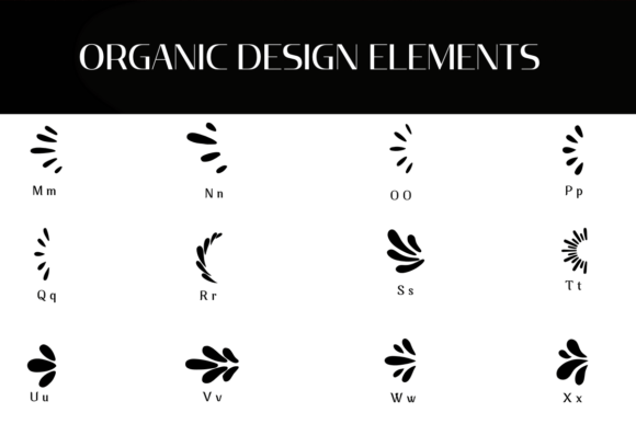 Organic Design Elements Font PNG with transparent background - Preview 2