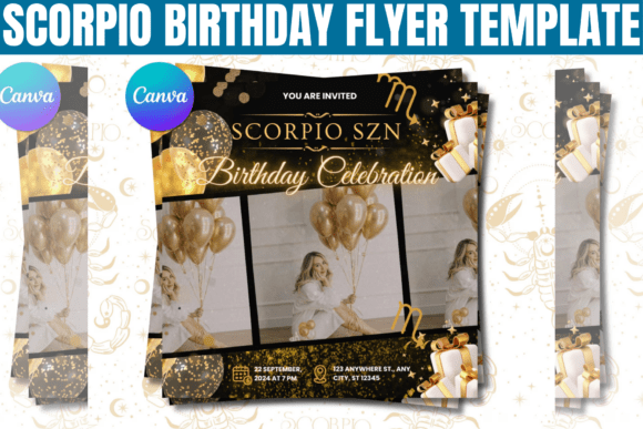 Scorpio Birthday Flyer, Birthday Invite