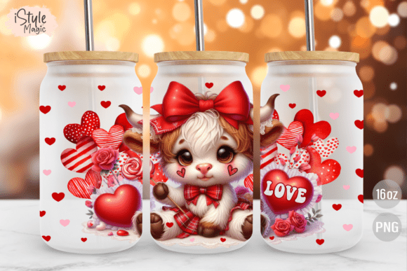 Valentines Day Cow Oz Glass Wrap Png Graphics