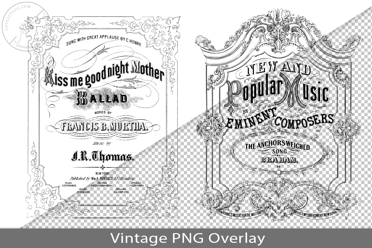 Vintage Song Book Cover PNG Overlay