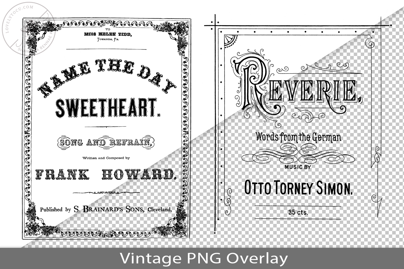 Vintage Song Book Cover PNG Overlay