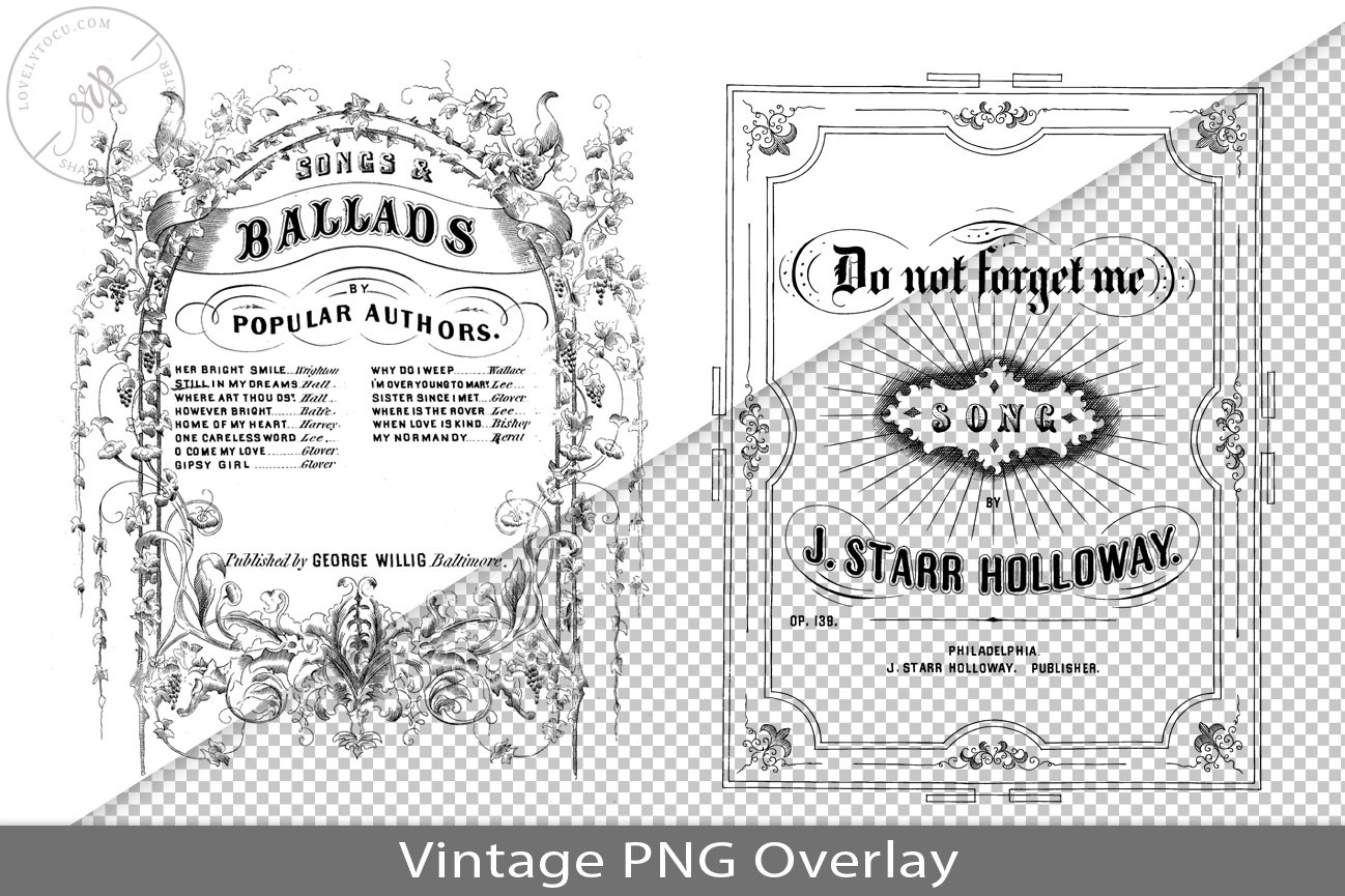 Vintage Song Book Cover PNG Overlay