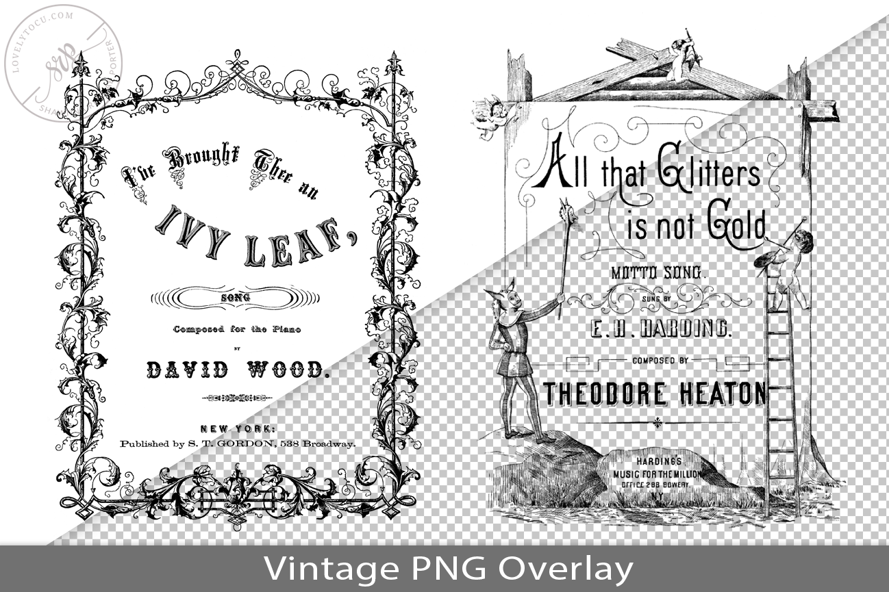 Vintage Song Book Cover PNG Overlay