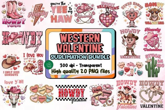 Preview of Western Valentine Sublimation Bundle Valentine sublimation design